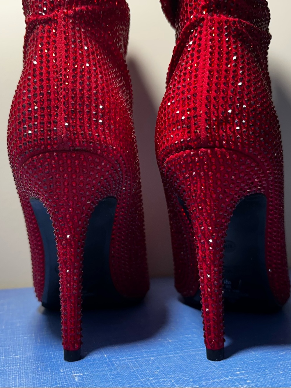 Nine West Red Crystal Slouch Stiletto Boots - Picture 7 of 12